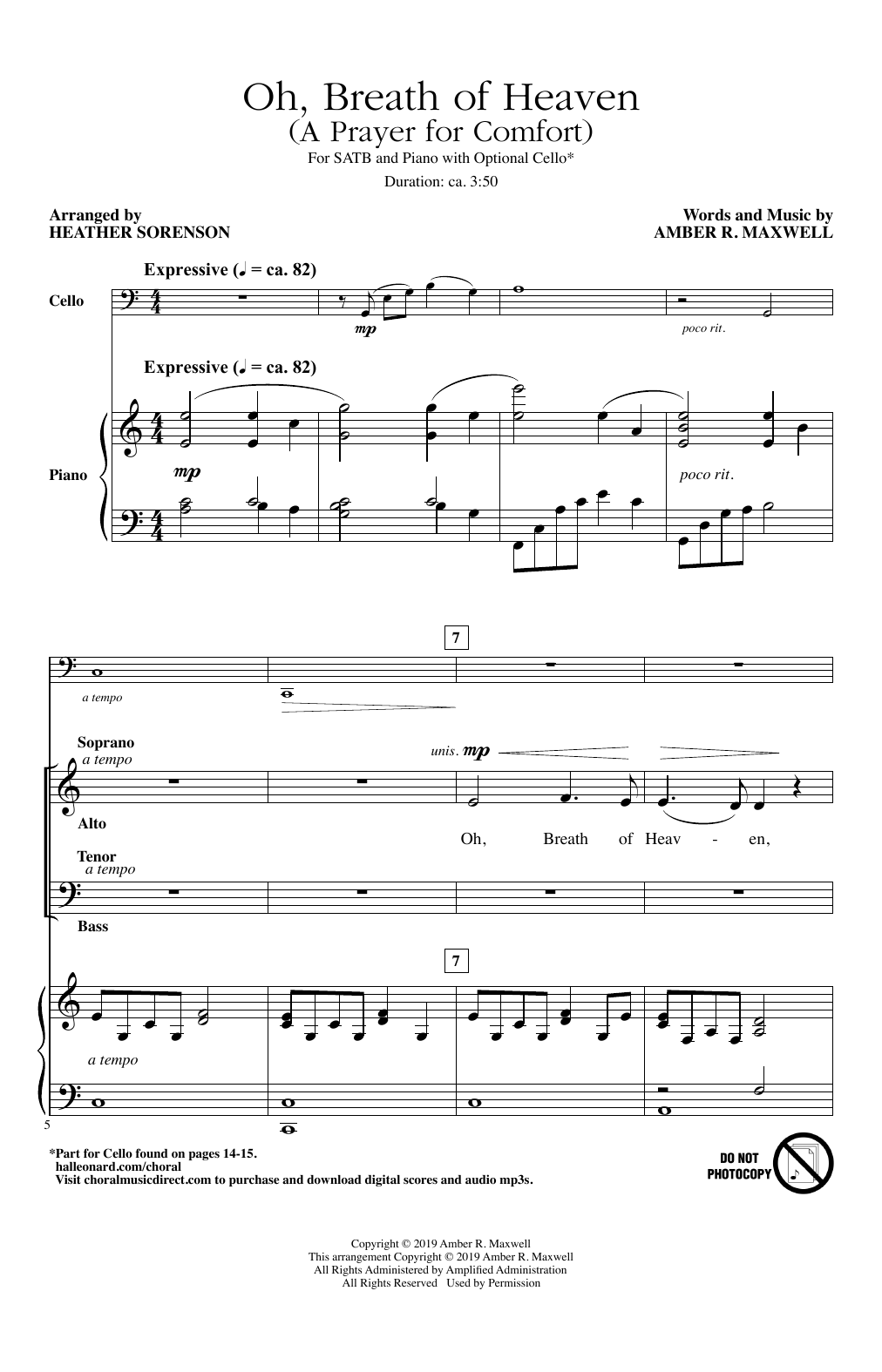 Download Amber R. Maxwell Oh, Breath Of Heaven (A Prayer For Comfort) (arr. Heather Sorenson) Sheet Music and learn how to play SATB Choir PDF digital score in minutes