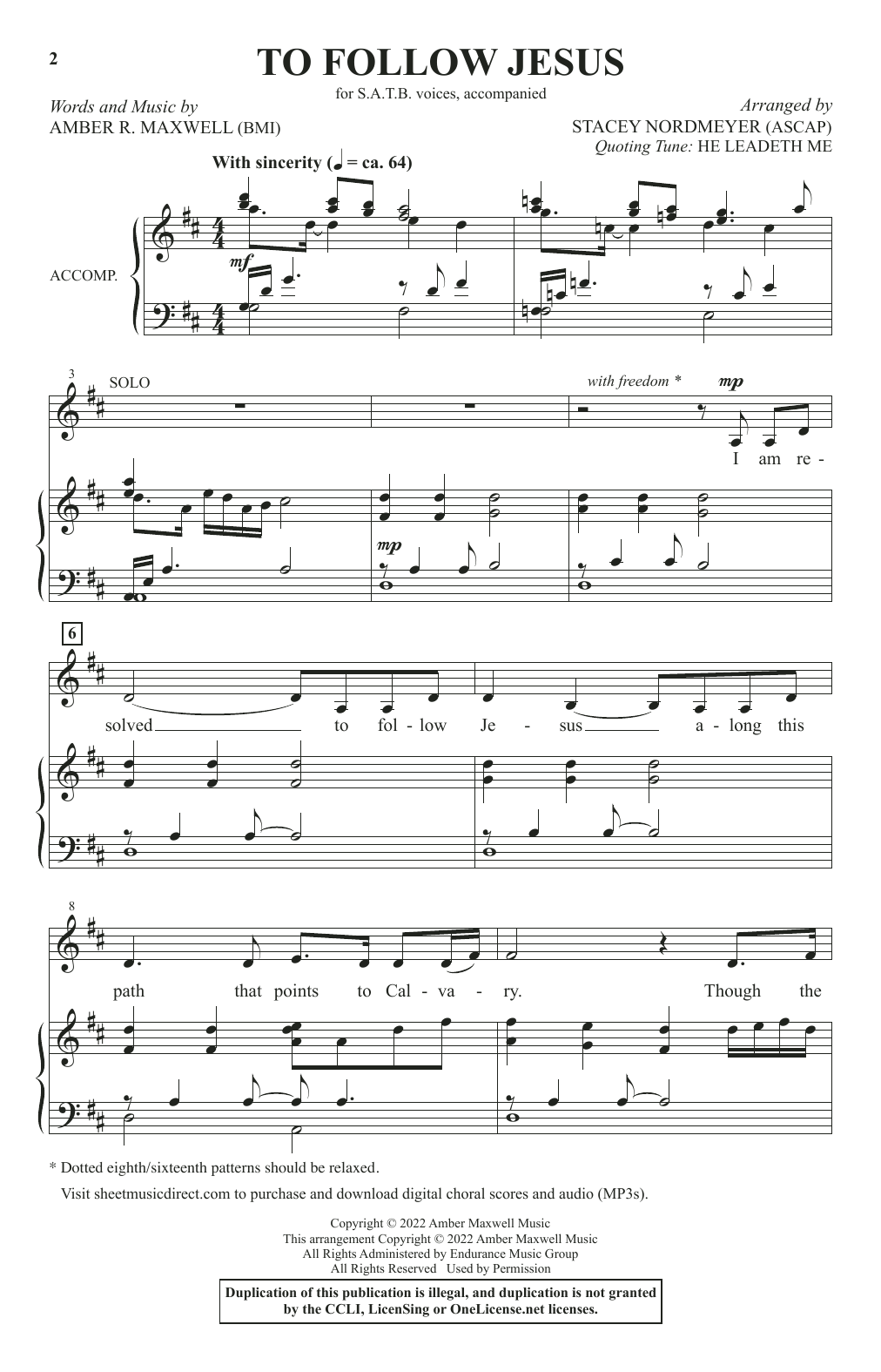 Download Amber R. Maxwell To Follow Jesus (arr. Stacey Nordmeyer) Sheet Music and learn how to play SATB Choir PDF digital score in minutes