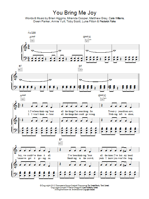Download Amelia Lily You Bring Me Joy Sheet Music and learn how to play Piano, Vocal & Guitar (Right-Hand Melody) PDF digital score in minutes
