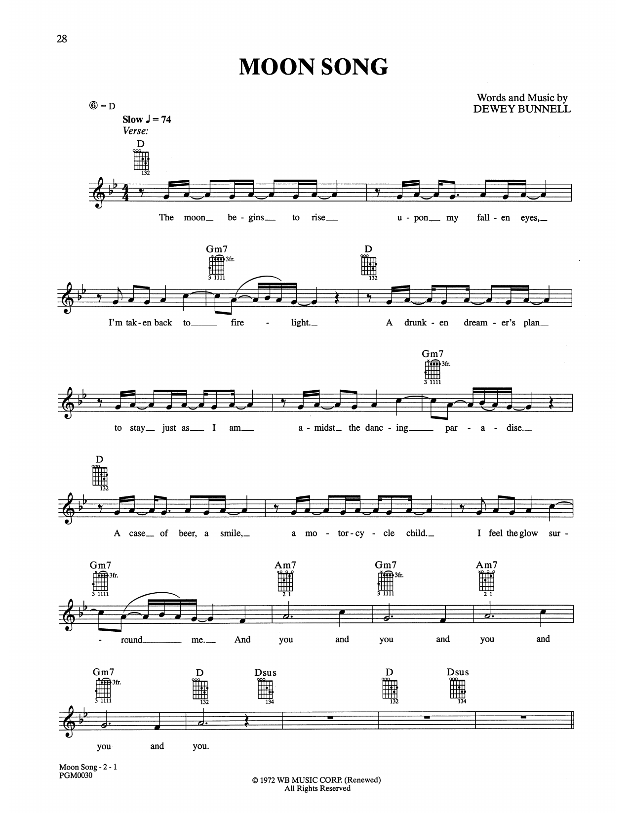 Download America Moon Song Sheet Music and learn how to play Easy Guitar PDF digital score in minutes