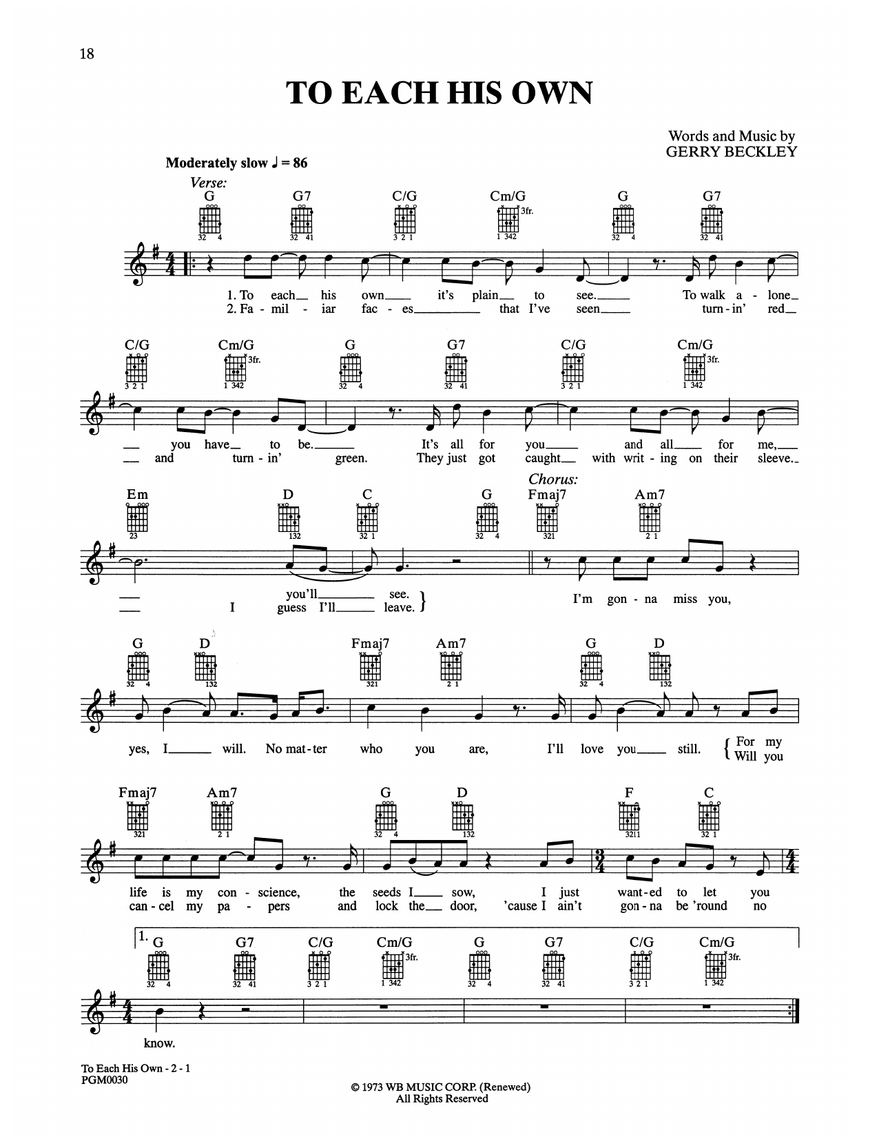 Download America To Each His Own Sheet Music and learn how to play Easy Guitar PDF digital score in minutes