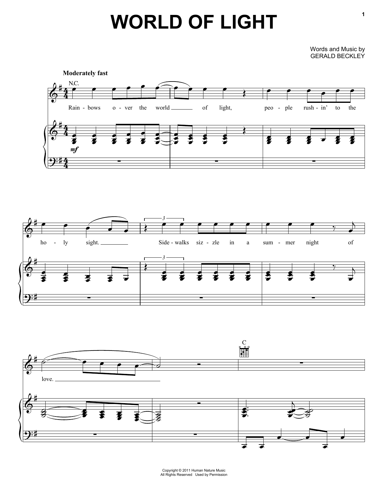 Download America World Of Light Sheet Music and learn how to play Piano, Vocal & Guitar (Right-Hand Melody) PDF digital score in minutes