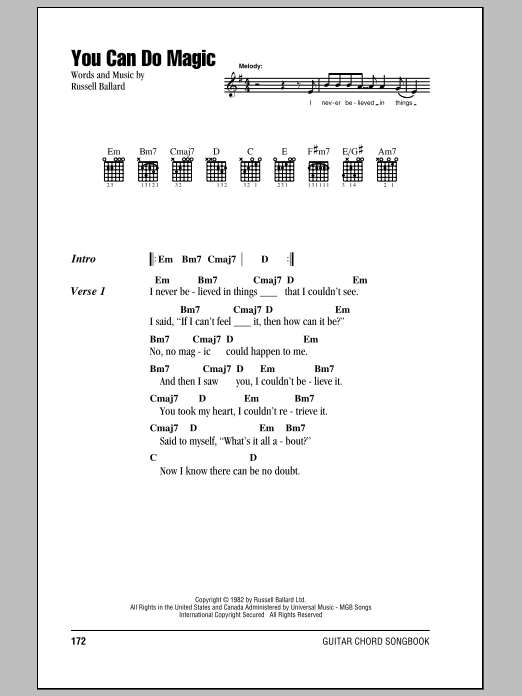 Download America You Can Do Magic Sheet Music and learn how to play Lyrics & Chords PDF digital score in minutes