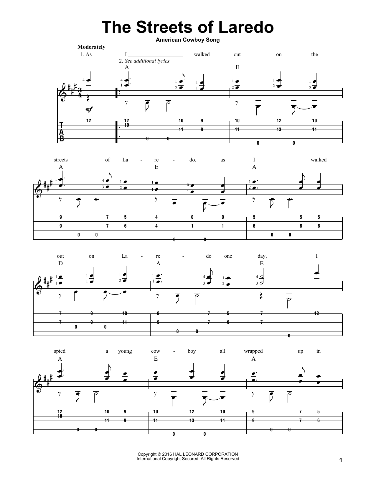 Download Mark Phillips The Streets Of Laredo Sheet Music and learn how to play Guitar Tab PDF digital score in minutes