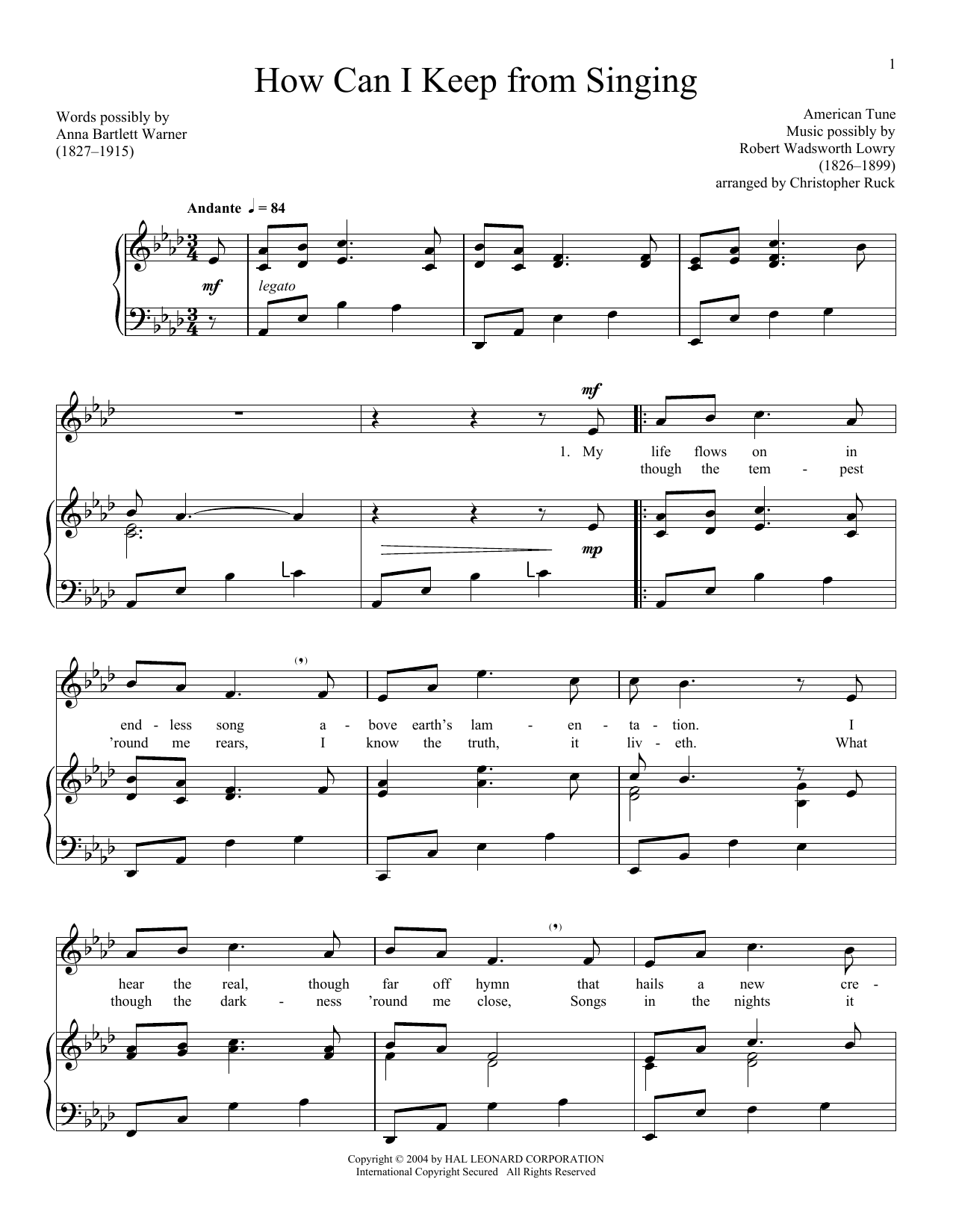 Download Traditional American Folk Song How Can I Keep From Singing Sheet Music and learn how to play Piano, Vocal & Guitar (Right-Hand Melody) PDF digital score in minutes