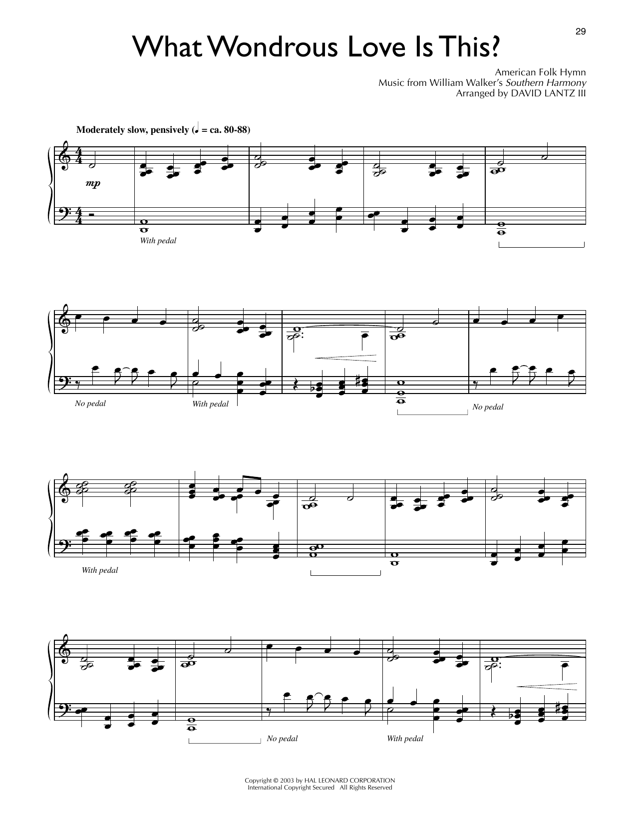 Download American Folk Hymn What Wondrous Love Is This (arr. David Lantz III) Sheet Music and learn how to play Piano Solo PDF digital score in minutes