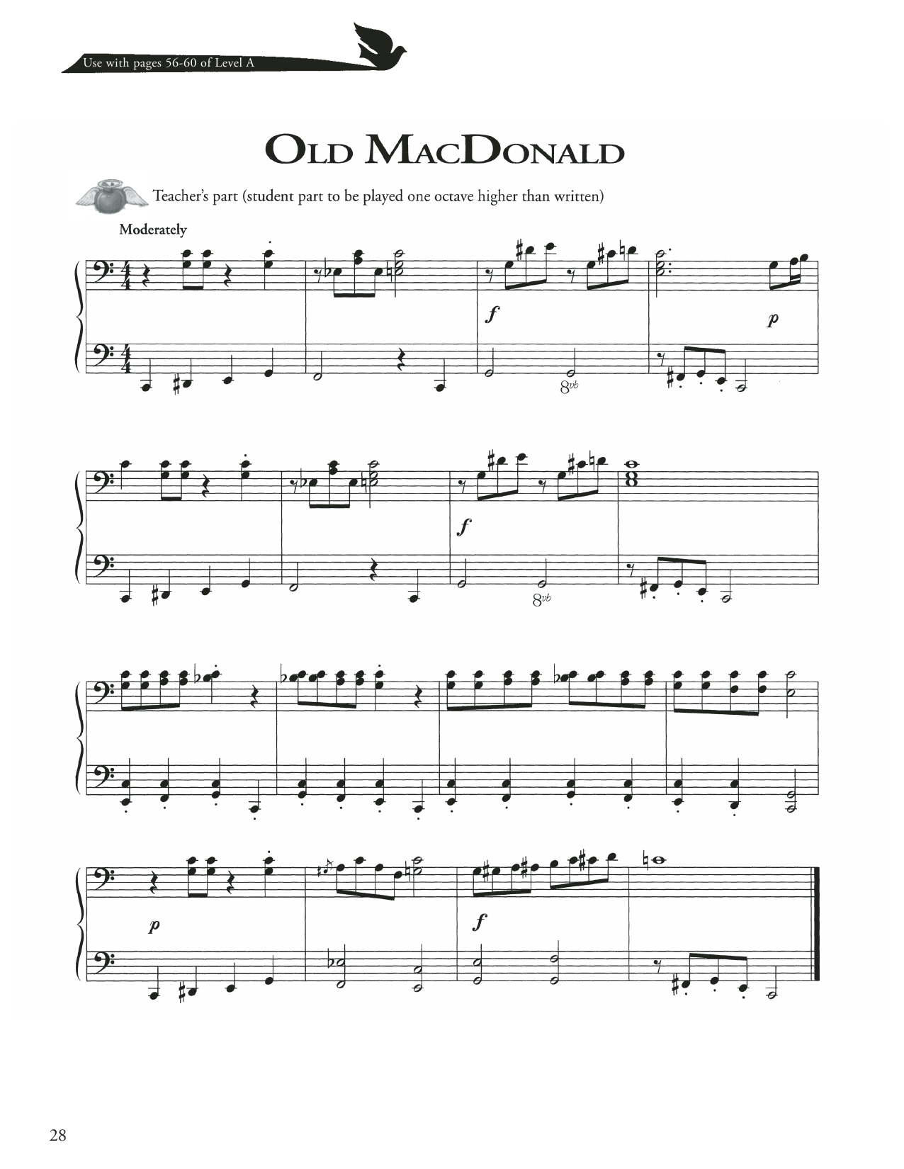 Download American Folk Song Old MacDonald Sheet Music and learn how to play Piano Method PDF digital score in minutes