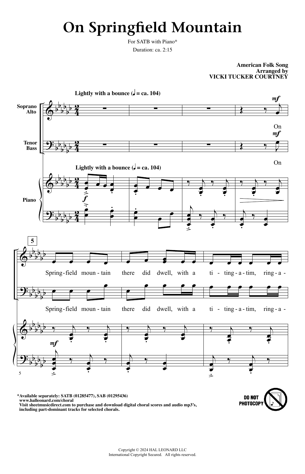 Download American Folk Song On Springfield Mountain (arr. Vicki Tucker Courtney) Sheet Music and learn how to play SAB Choir PDF digital score in minutes