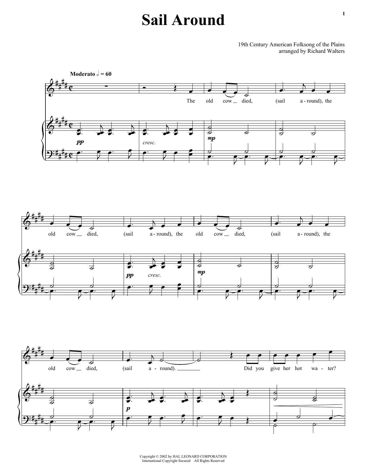 Download Traditional American Folk Song Sail Around Sheet Music and learn how to play Piano, Vocal & Guitar (Right-Hand Melody) PDF digital score in minutes