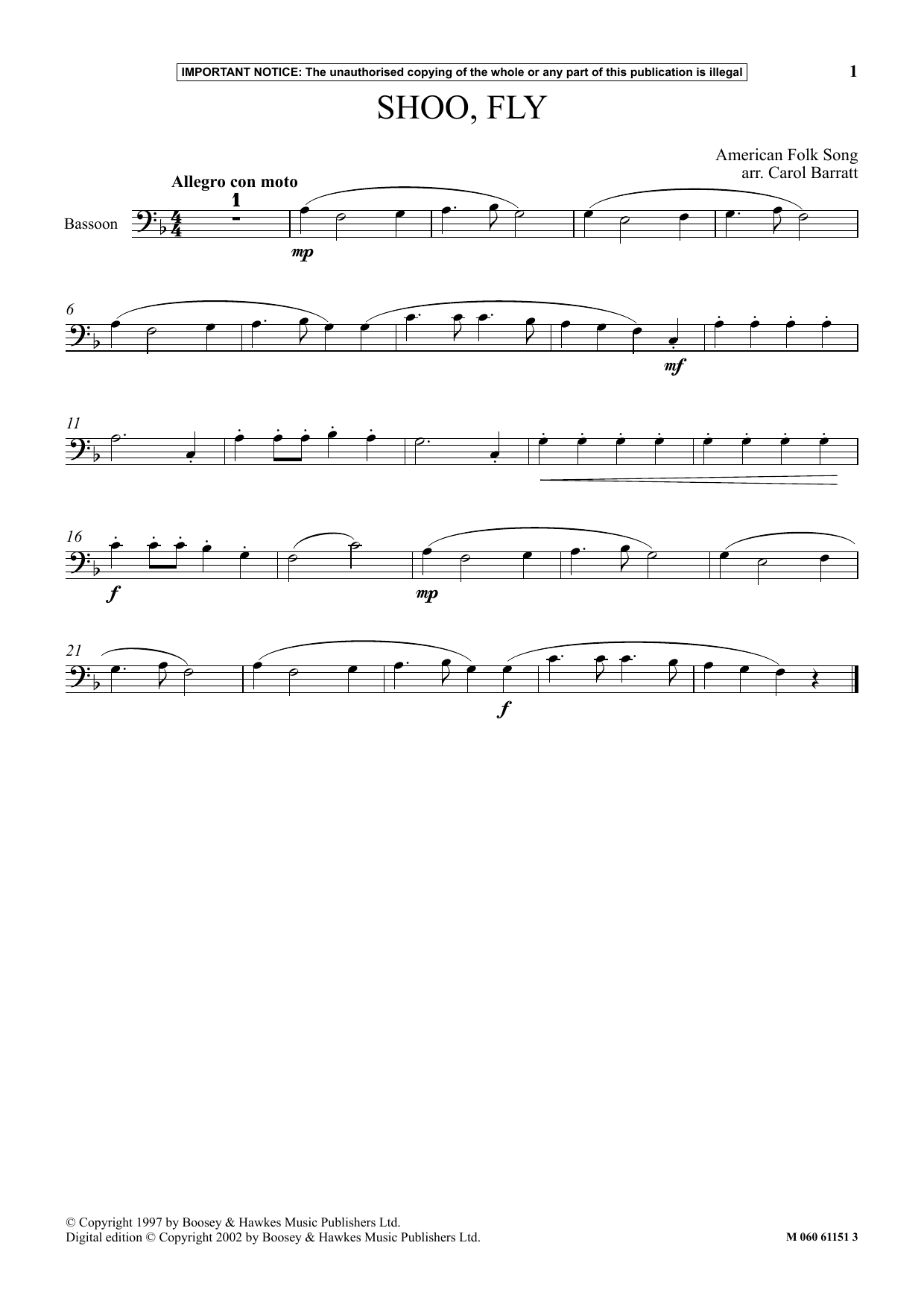 Download American Folk Song Shoo Fly Sheet Music and learn how to play Instrumental Solo PDF digital score in minutes