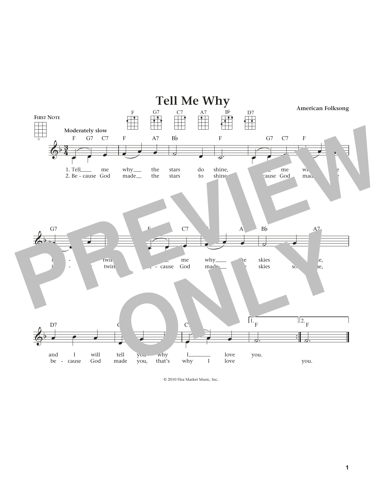 Download American Folksong Tell Me Why Sheet Music and learn how to play Ukulele PDF digital score in minutes