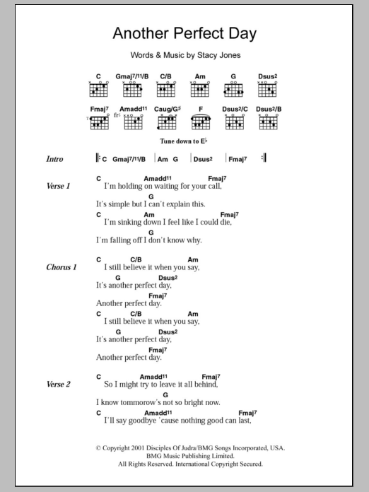 Download American Hi-Fi Another Perfect Day Sheet Music and learn how to play Lyrics & Chords PDF digital score in minutes