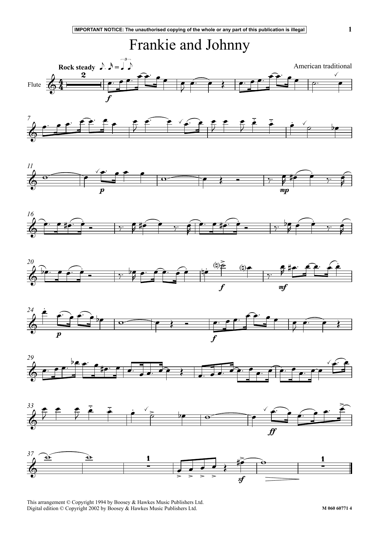 Download American Traditional Frankie And Johnny Sheet Music and learn how to play Instrumental Solo PDF digital score in minutes
