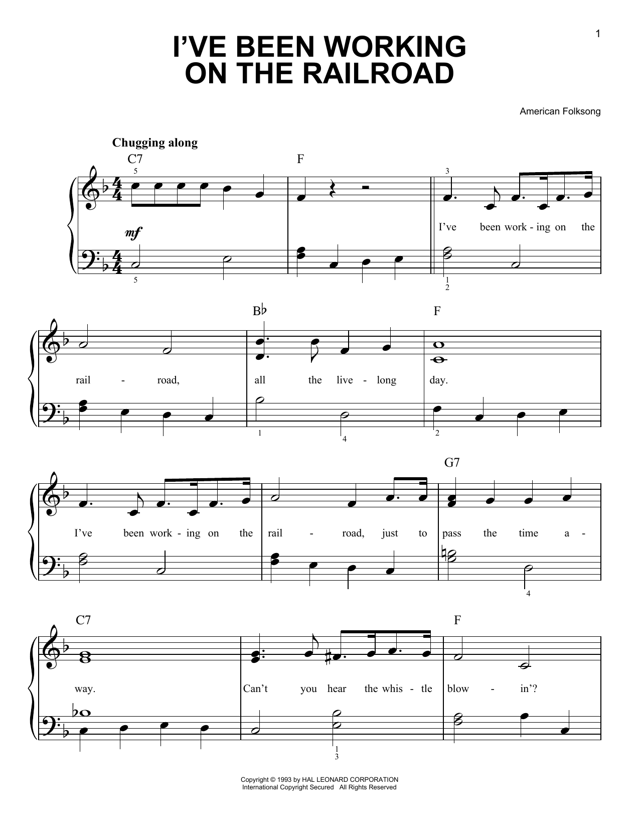 American Folk Song I ve Been Working On The Railroad Sheet Music 