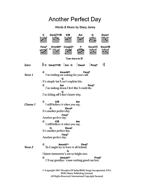 Download American Hi-Fi Another Perfect Day Sheet Music and learn how to play Lyrics & Chords PDF digital score in minutes