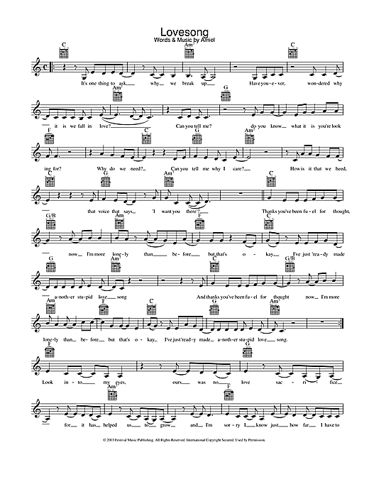 Download Amiel Lovesong Sheet Music and learn how to play Melody Line, Lyrics & Chords PDF digital score in minutes
