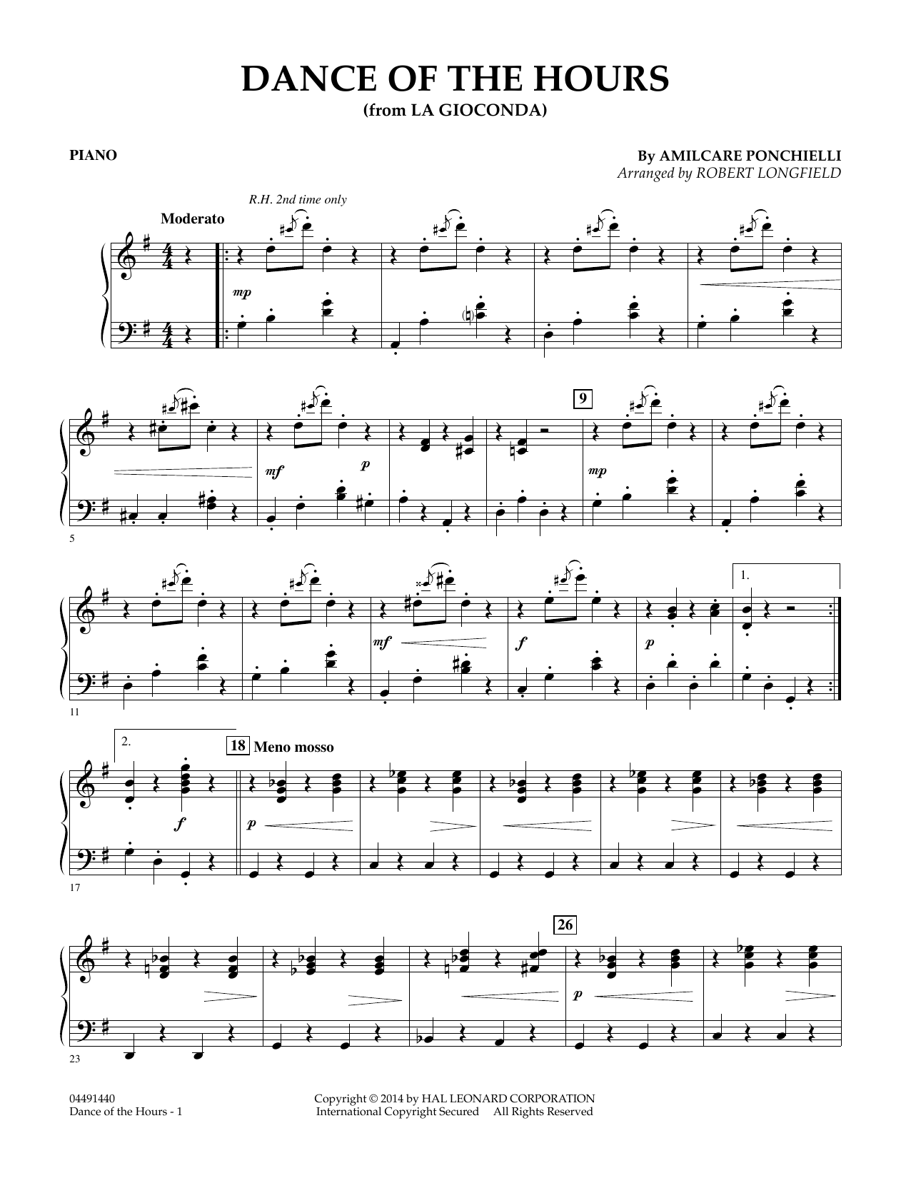 Download Amilcare Ponchielli Dance of the Hours (arr. Robert Longfield) - Piano Sheet Music and learn how to play Orchestra PDF digital score in minutes