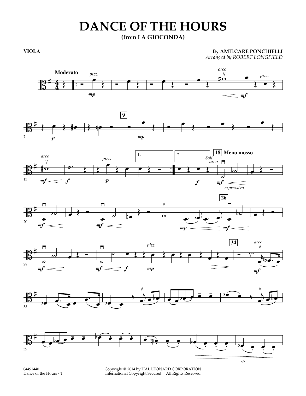 Download Amilcare Ponchielli Dance of the Hours (arr. Robert Longfield) - Viola Sheet Music and learn how to play Orchestra PDF digital score in minutes