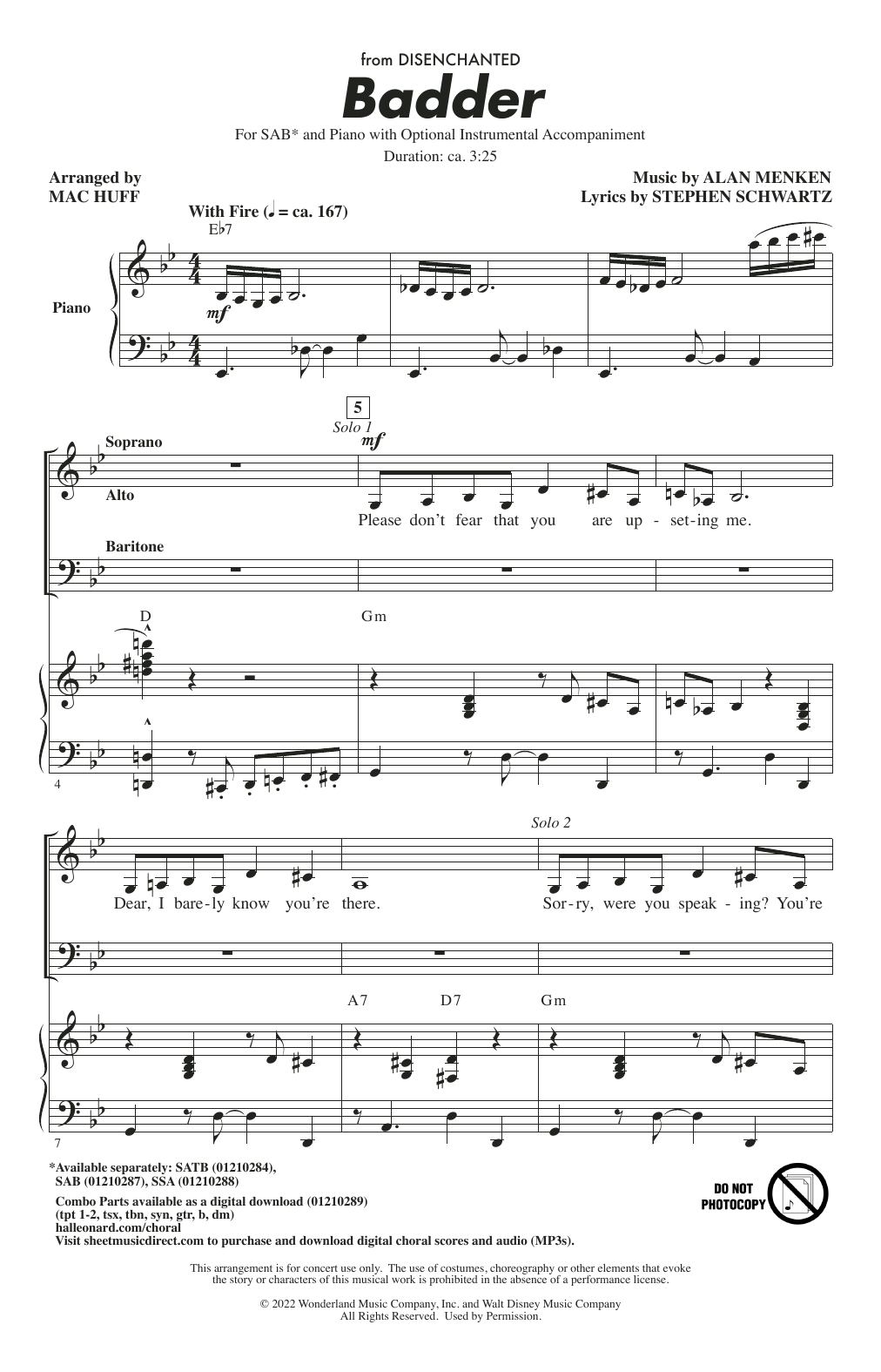 Download Amy Adams and Maya Rudolph Badder (from Disenchanted) (arr. Mac Huff) Sheet Music and learn how to play SATB Choir PDF digital score in minutes