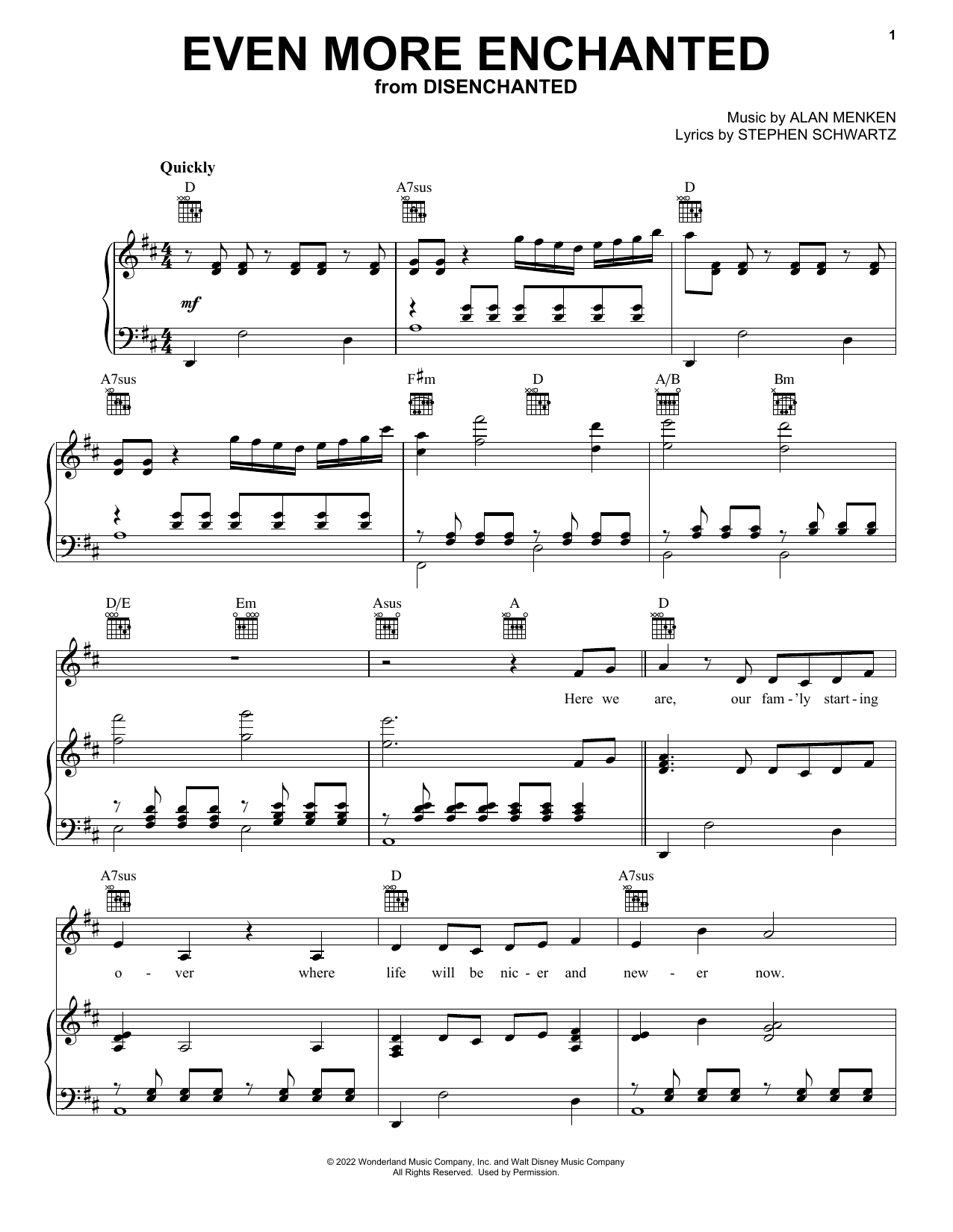 Download Amy Adams Even More Enchanted (from Disenchanted) Sheet Music and learn how to play Piano, Vocal & Guitar Chords (Right-Hand Melody) PDF digital score in minutes