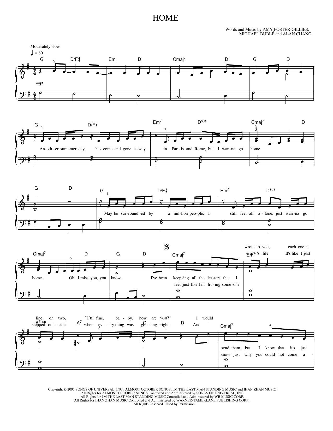 Download Amy Foster-Gillies Home Sheet Music and learn how to play Piano, Vocal & Guitar Chords (Right-Hand Melody) PDF digital score in minutes