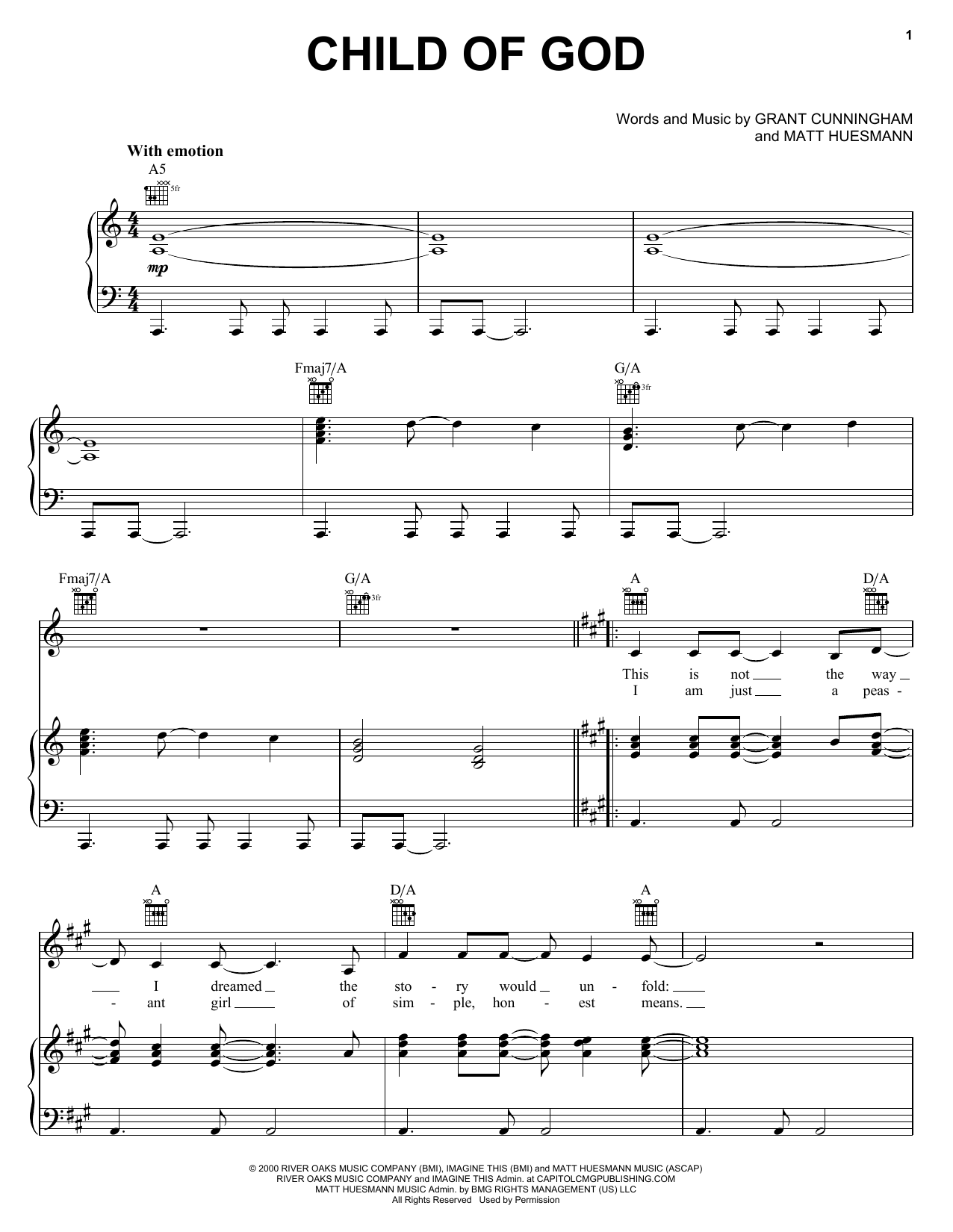Download Amy Grant Child Of God Sheet Music and learn how to play Easy Guitar PDF digital score in minutes