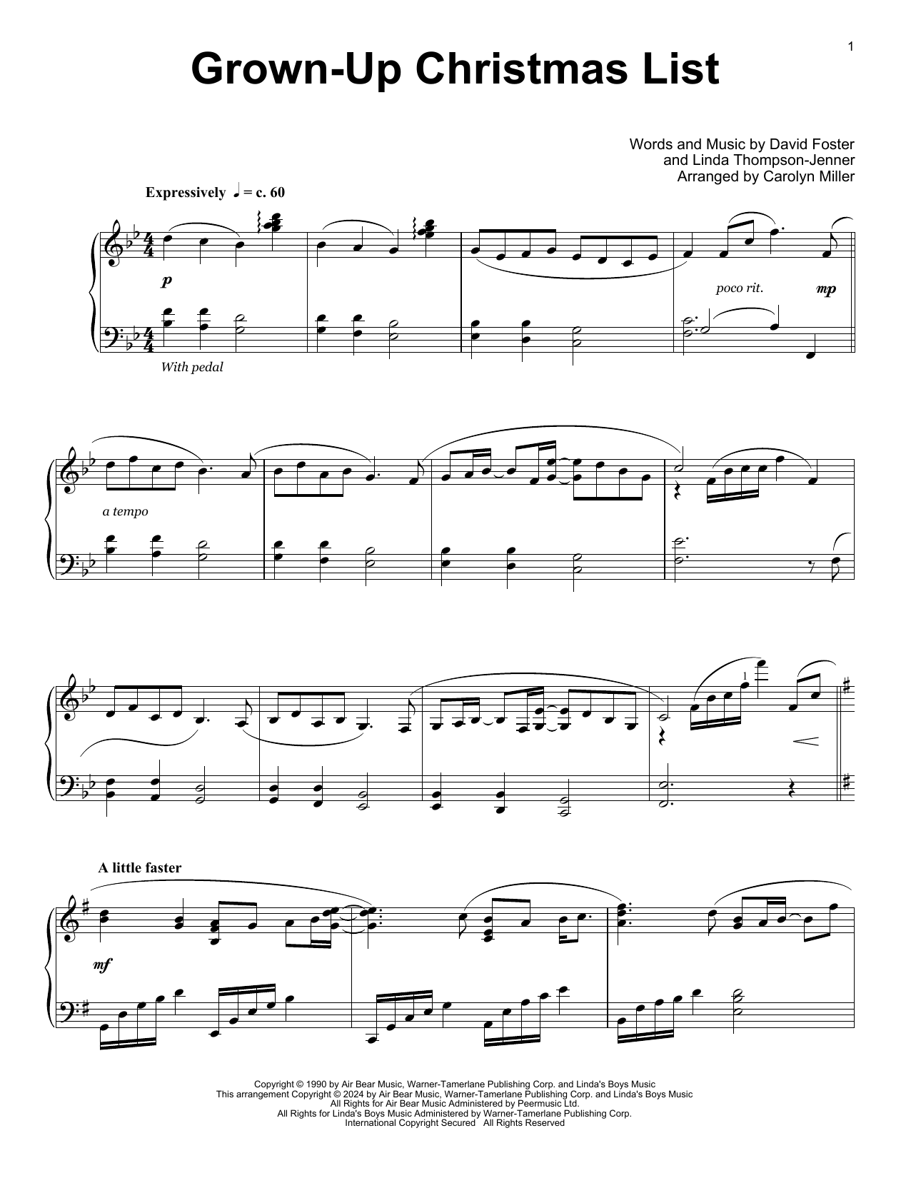 Download Amy Grant Grown-Up Christmas List (arr. Carolyn Miller) Sheet Music and learn how to play Educational Piano PDF digital score in minutes