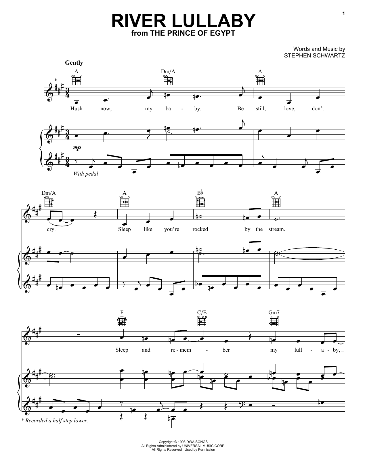 Download Amy Grant River Lullaby (from The Prince Of Egypt) Sheet Music and learn how to play Piano, Vocal & Guitar Chords (Right-Hand Melody) PDF digital score in minutes