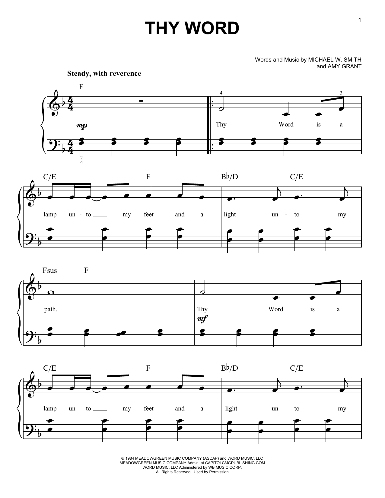Download Amy Grant Thy Word (arr. Phillip Keveren) Sheet Music and learn how to play Easy Piano PDF digital score in minutes