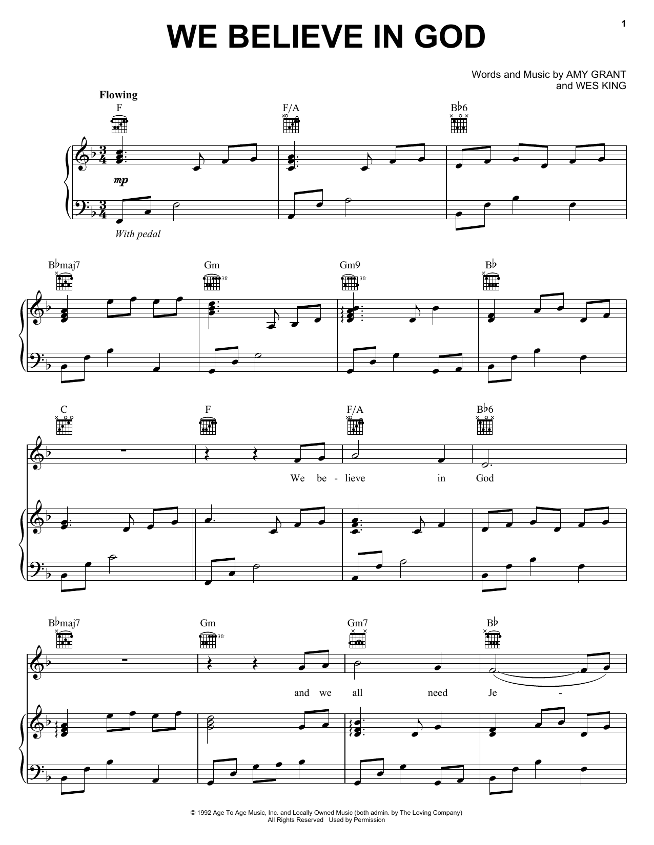 Download Amy Grant We Believe In God Sheet Music and learn how to play Lead Sheet / Fake Book PDF digital score in minutes