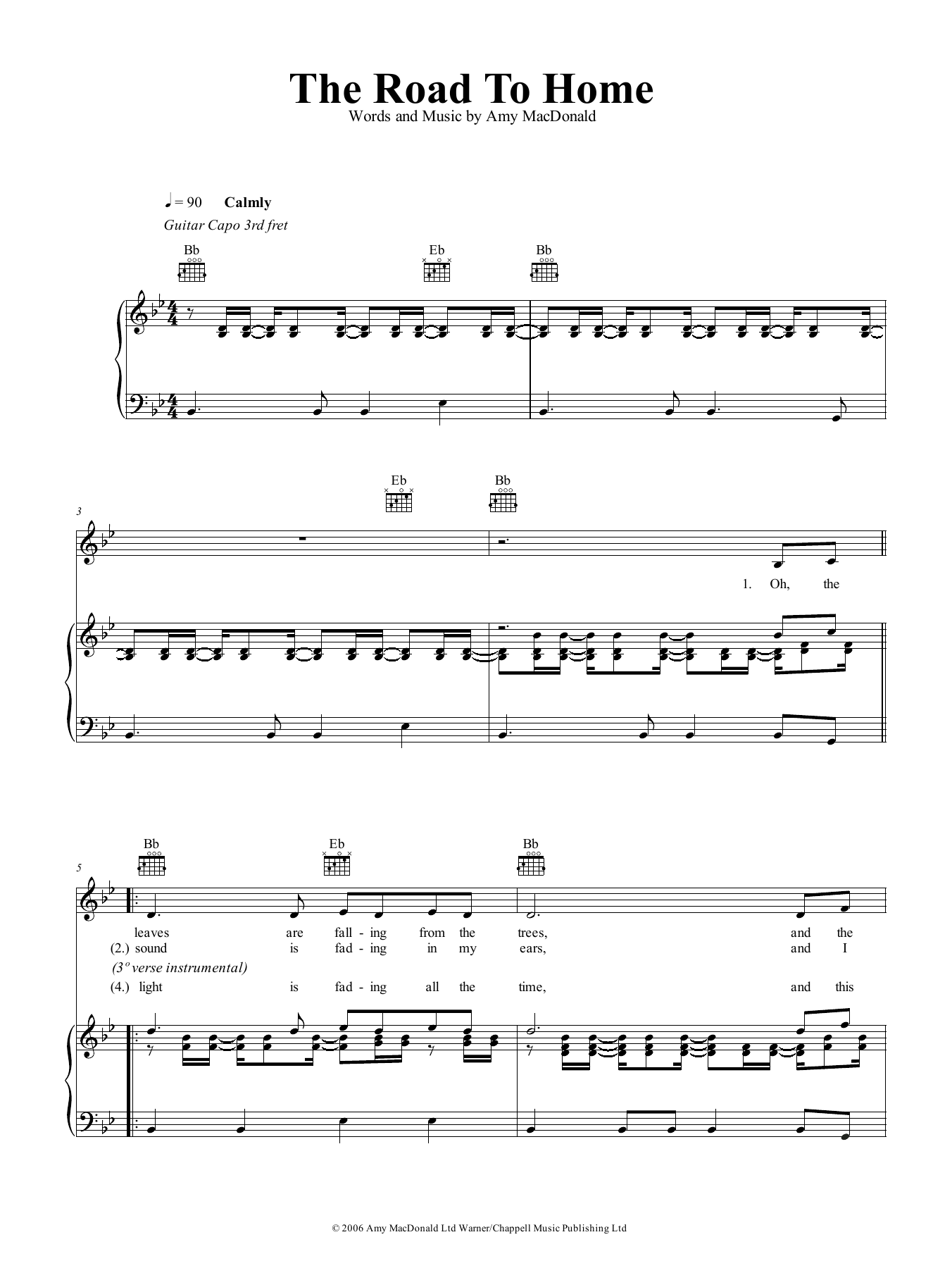 Download Amy MacDonald The Road To Home Sheet Music and learn how to play Piano, Vocal & Guitar (Right-Hand Melody) PDF digital score in minutes