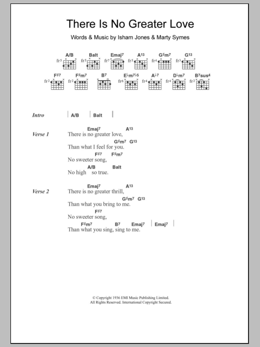 Download Amy Winehouse There Is No Greater Love Sheet Music and learn how to play Lyrics & Chords PDF digital score in minutes