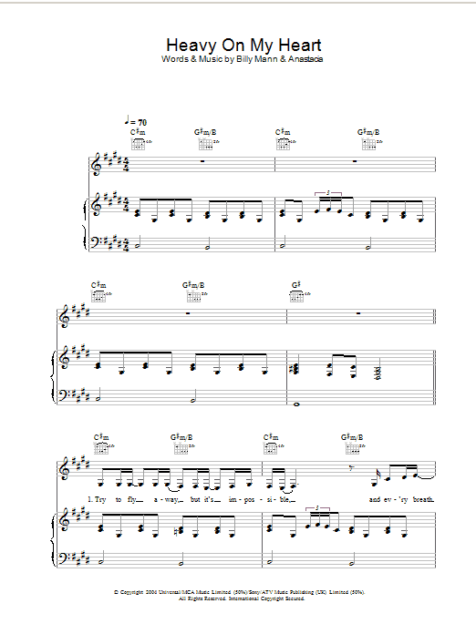 Download Anastacia Heavy On My Heart Sheet Music and learn how to play Keyboard PDF digital score in minutes