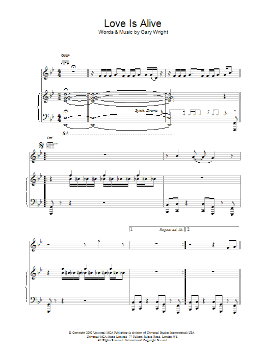 Download Anastacia Love Is Alive Sheet Music and learn how to play Piano, Vocal & Guitar PDF digital score in minutes