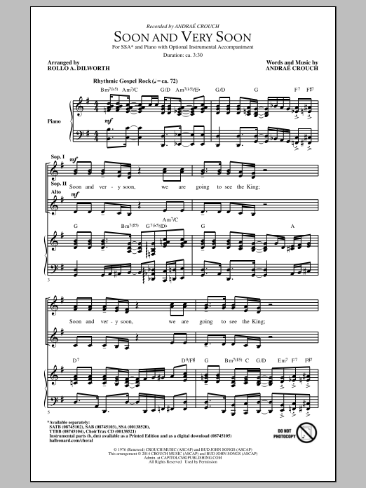Download Andrae Crouch Sheet Music and learn how to play SATB PDF score in minutes