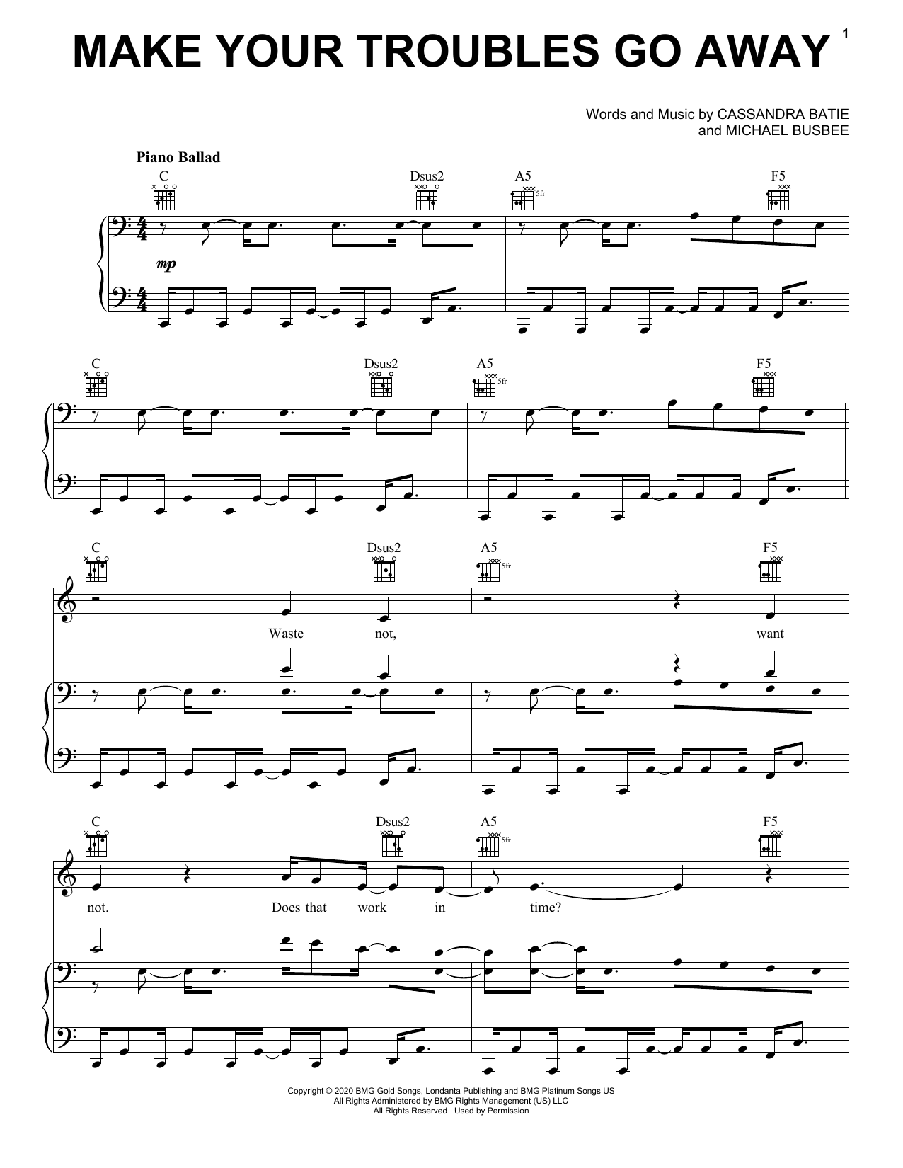 Download Andra Day Make Your Troubles Go Away Sheet Music and learn how to play Piano, Vocal & Guitar Chords (Right-Hand Melody) PDF digital score in minutes