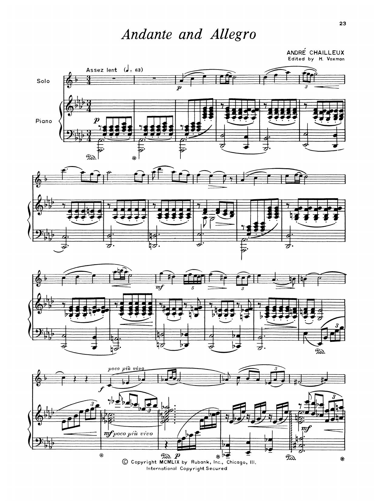 Download André Chailleux Andante & Allegro Sheet Music and learn how to play Alto Sax and Piano PDF digital score in minutes