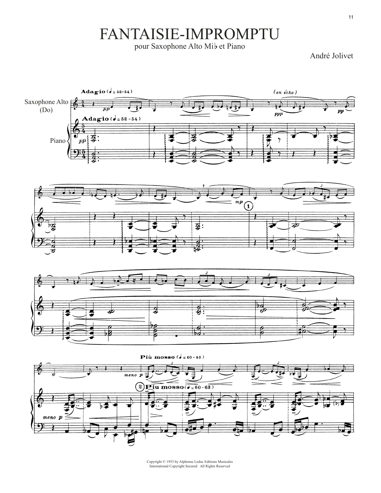 Download André Jolivet Fantaisie-Impromptu Sheet Music and learn how to play Alto Sax and Piano PDF digital score in minutes