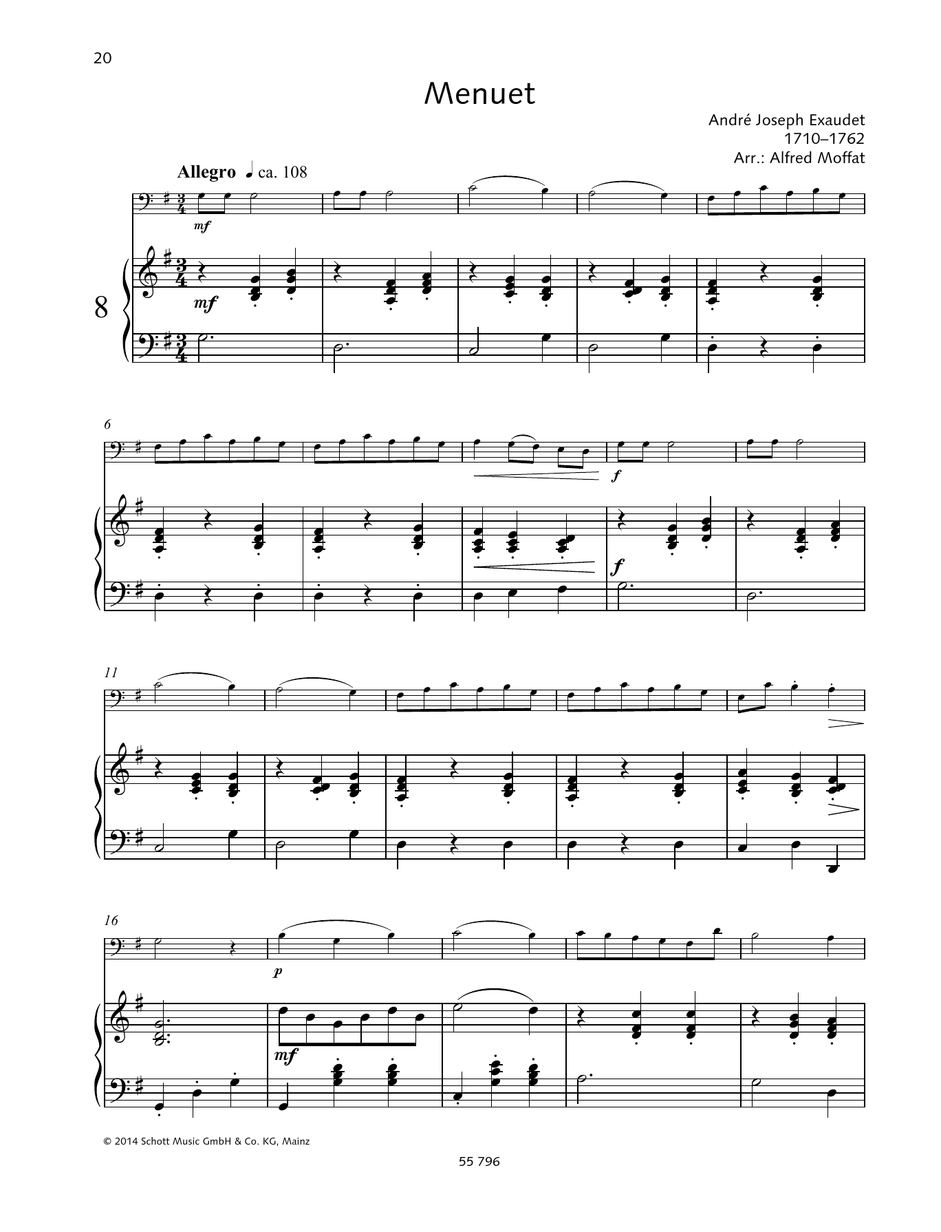 Download André Joseph Exaudet Menuet Sheet Music and learn how to play String Solo PDF digital score in minutes
