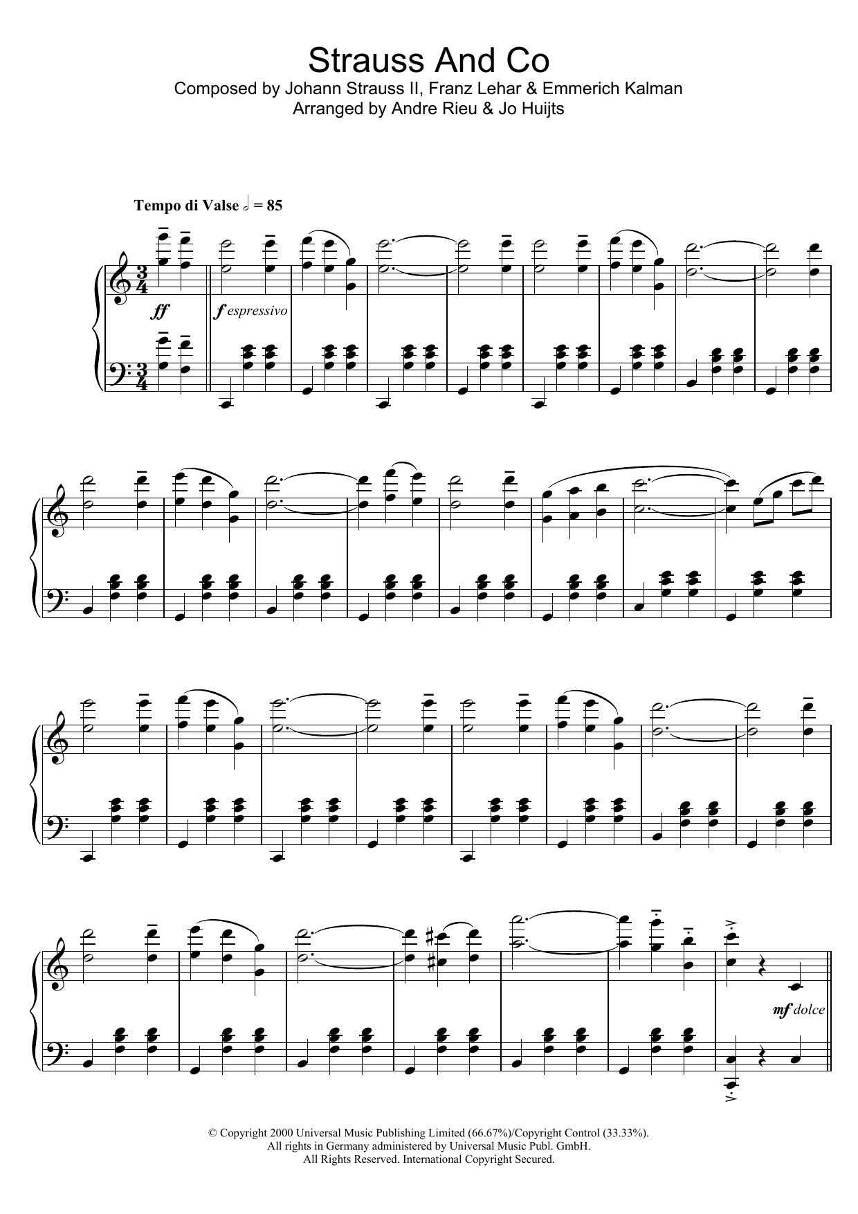 Download Emmerich Kalman Strauss & Co Sheet Music and learn how to play Piano PDF digital score in minutes