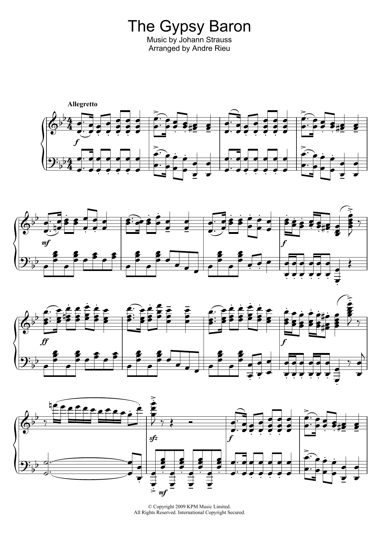 Download Johann Strauss The Gypsy Baron Sheet Music and learn how to play Piano PDF digital score in minutes