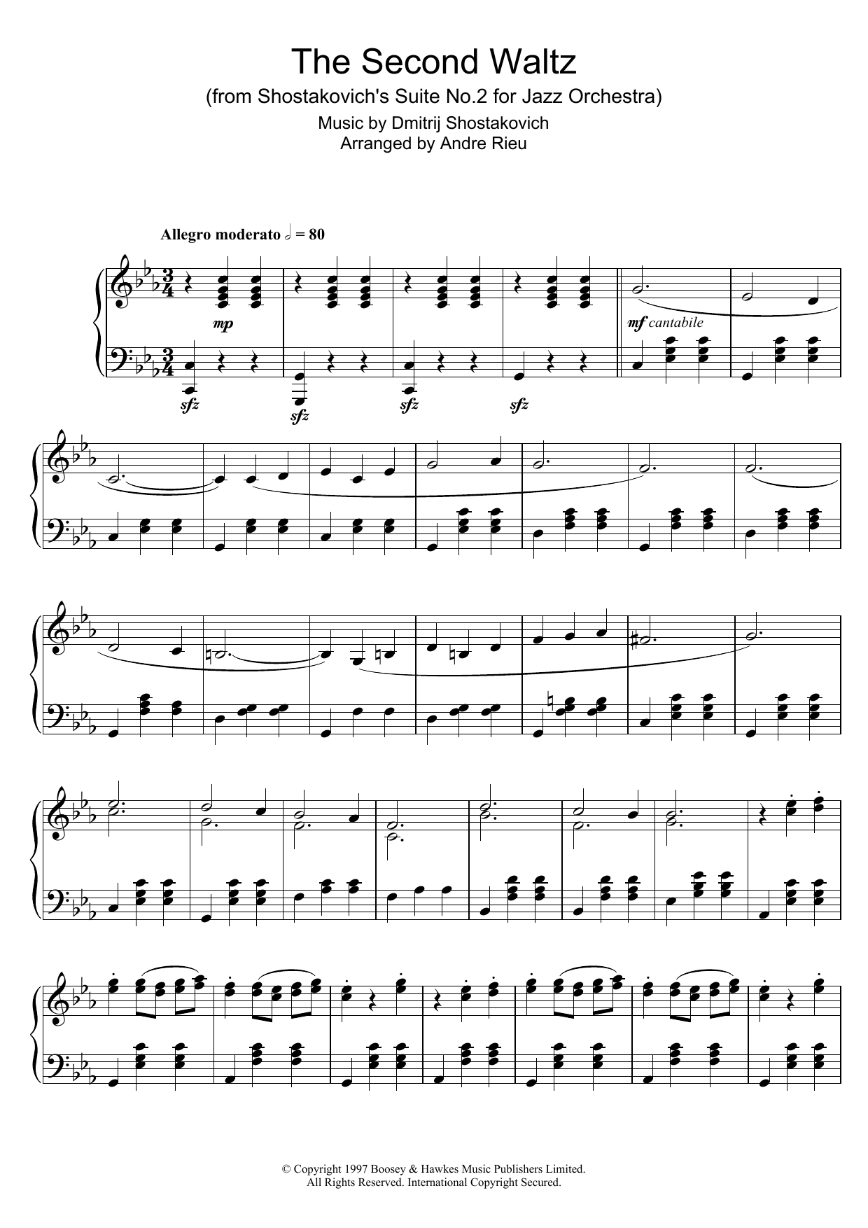 Download Dmitrij Shostakovich The Second Waltz Sheet Music and learn how to play Piano PDF digital score in minutes