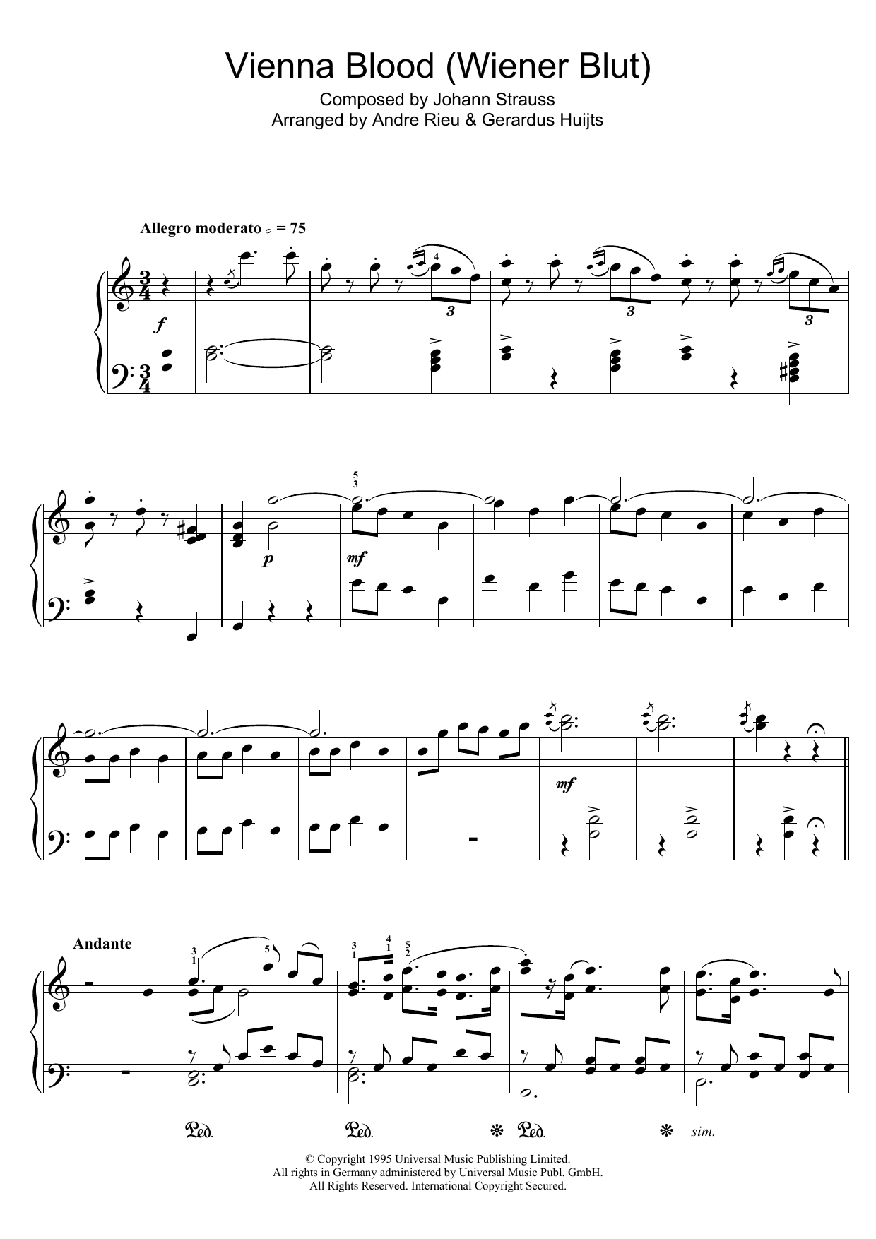 Download Johann Strauss Vienna Blood Sheet Music and learn how to play Piano PDF digital score in minutes