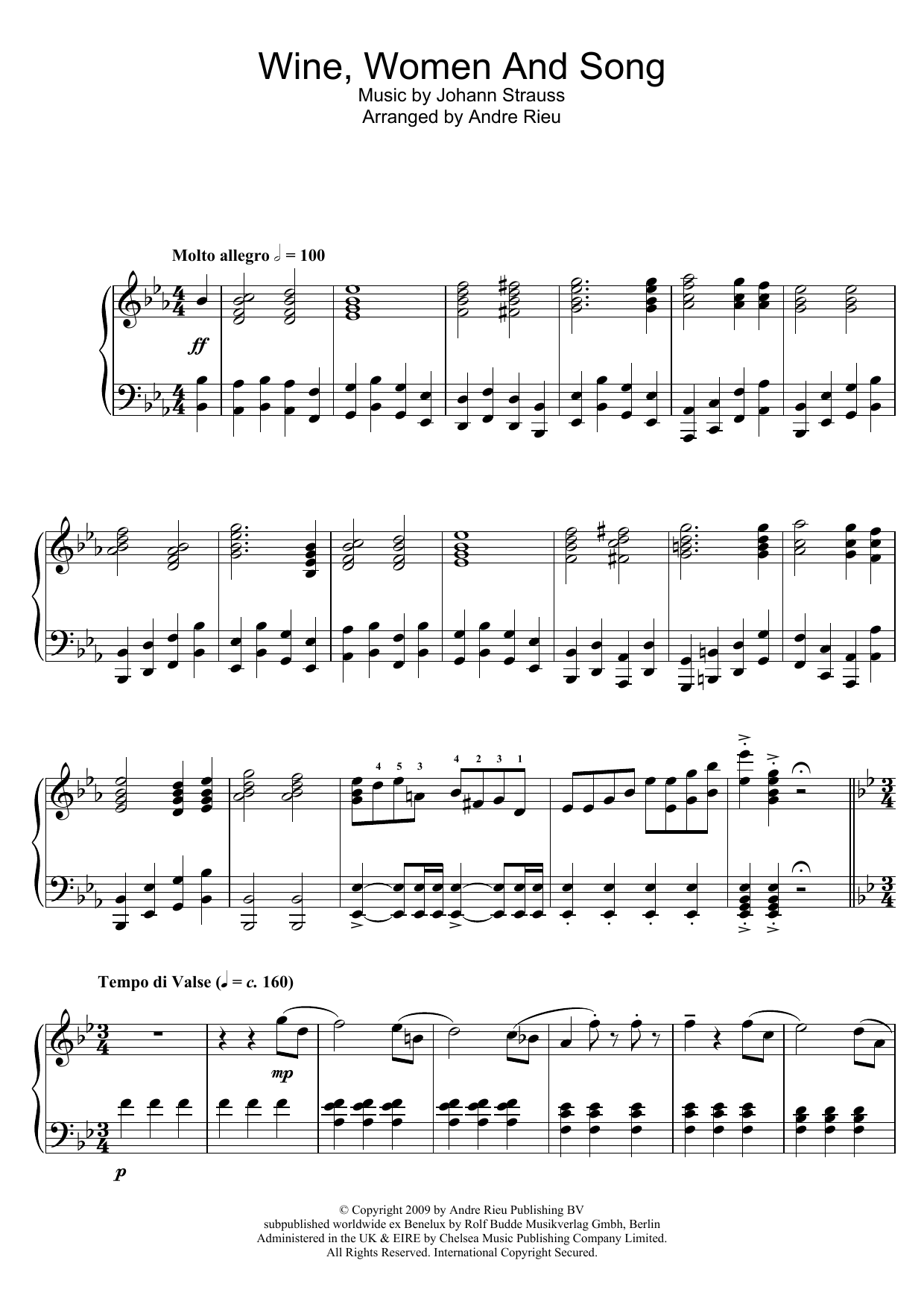Download Johann Strauss Wine, Women And Song Sheet Music and learn how to play Piano PDF digital score in minutes