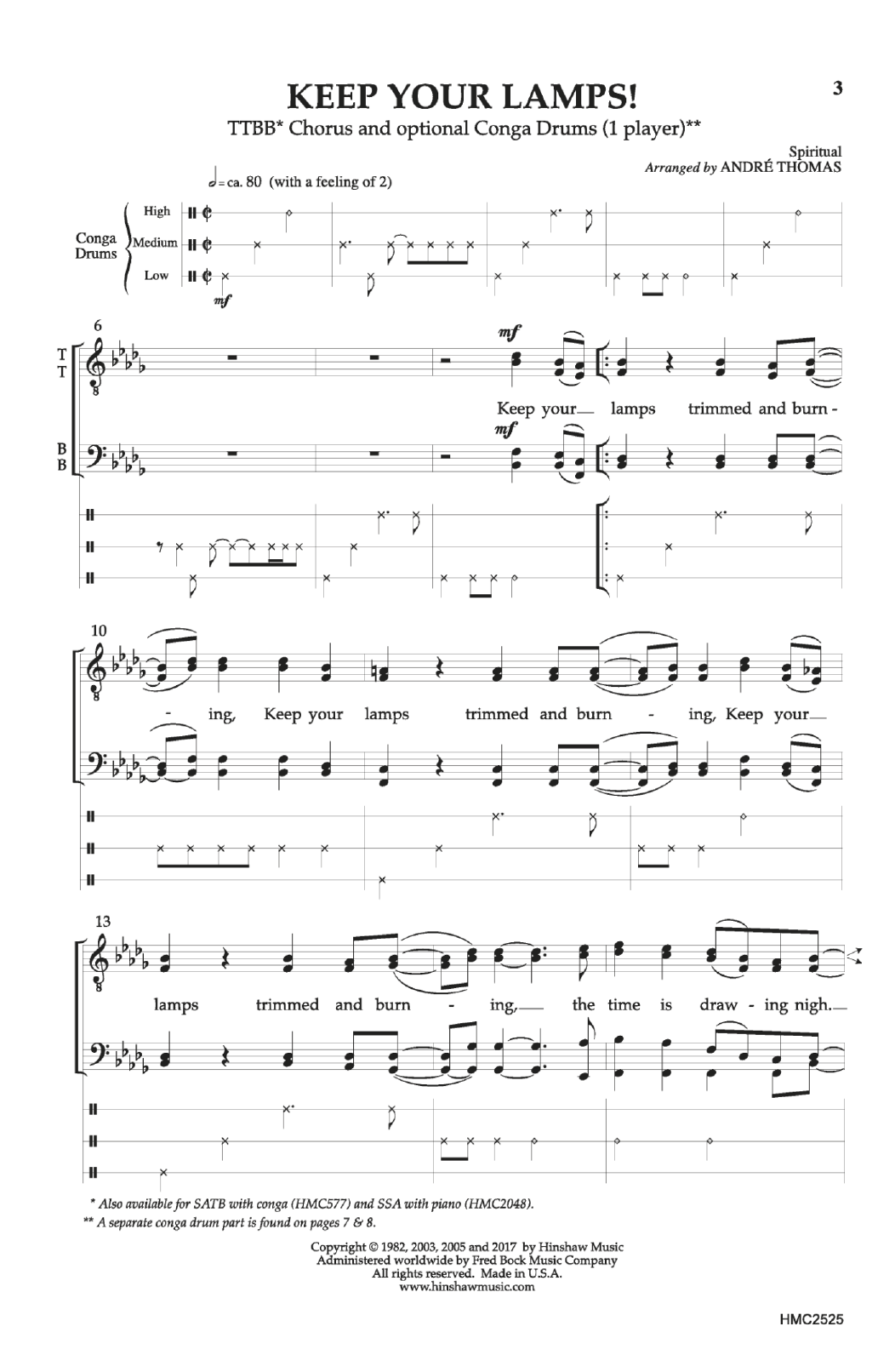 Download André Thomas Keep Your Lamps! Sheet Music and learn how to play Choral PDF digital score in minutes