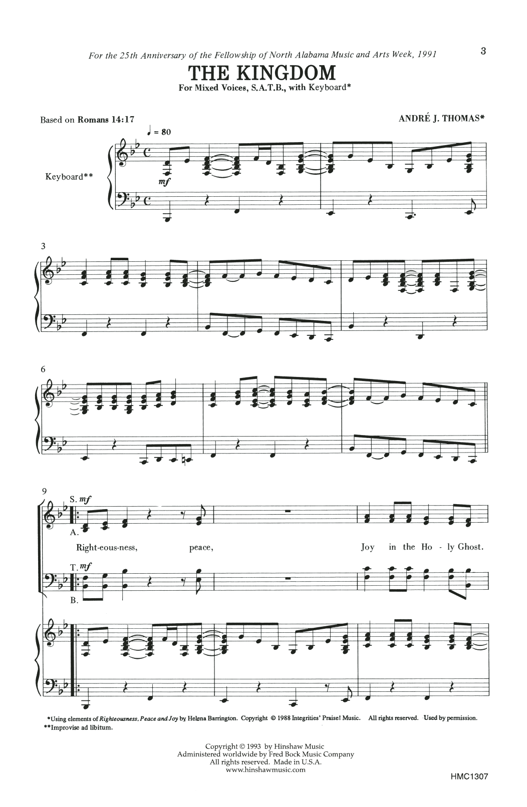 Download Andre Thomas The Kingdom Sheet Music and learn how to play SATB Choir PDF digital score in minutes