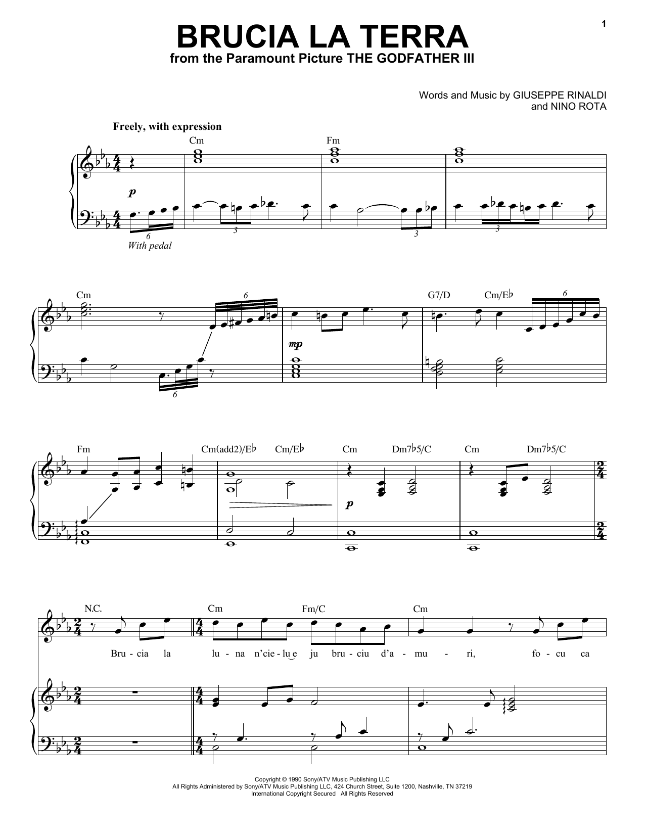 Download Andrea Bocelli Brucia La Terra Sheet Music and learn how to play Piano & Vocal PDF digital score in minutes