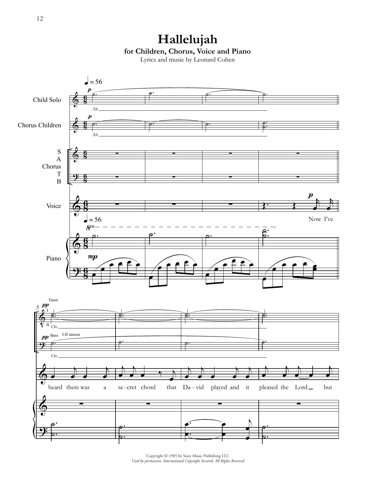 Download Andrea Bocelli Hallelujah Sheet Music and learn how to play SATB Choir PDF digital score in minutes