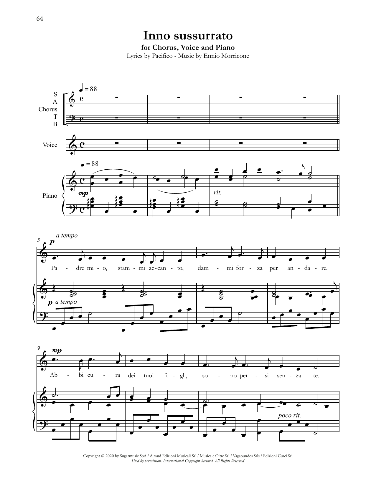 Download Andrea Bocelli Inno sussurrato Sheet Music and learn how to play SATB Choir PDF digital score in minutes