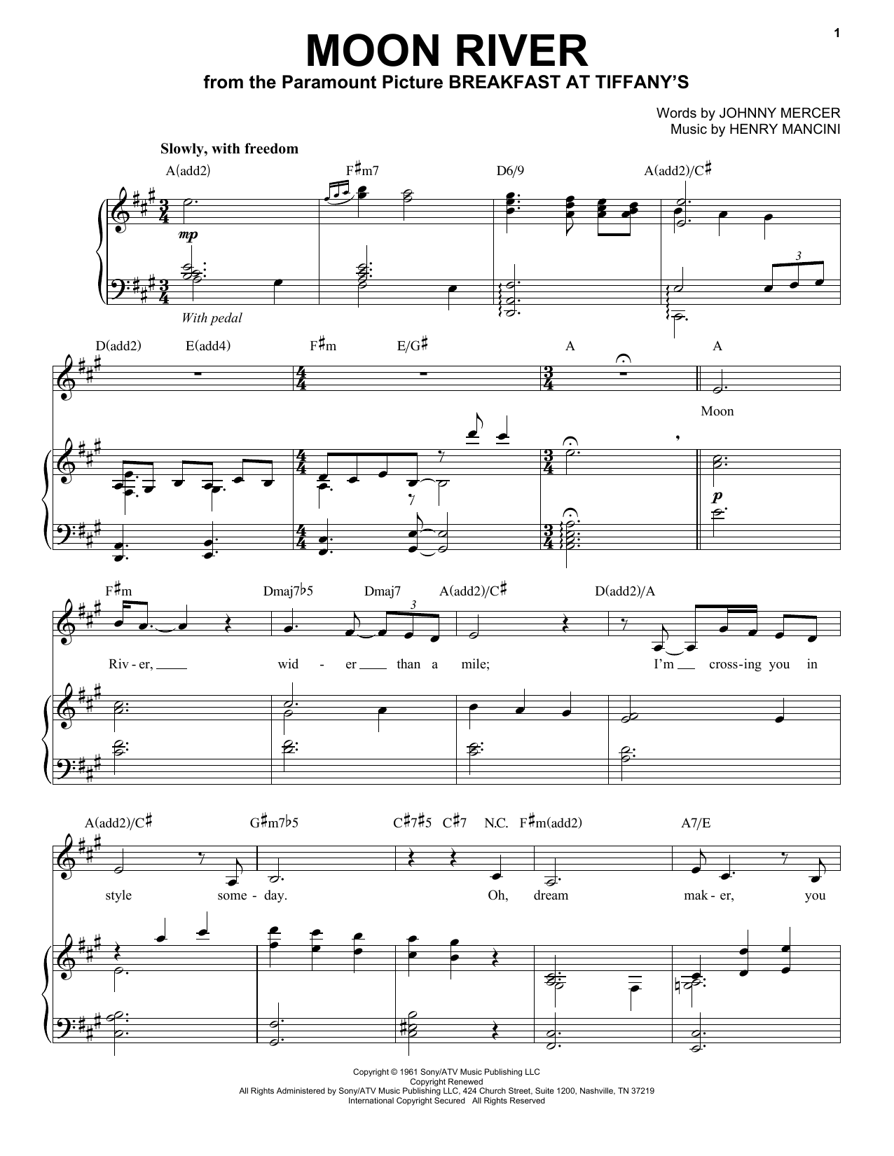 Download Andrea Bocelli Moon River Sheet Music and learn how to play Piano & Vocal PDF digital score in minutes